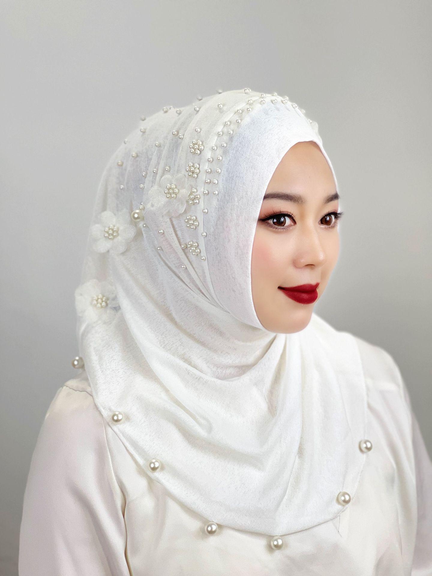 Elastic Solid Color Malay Turban Beaded