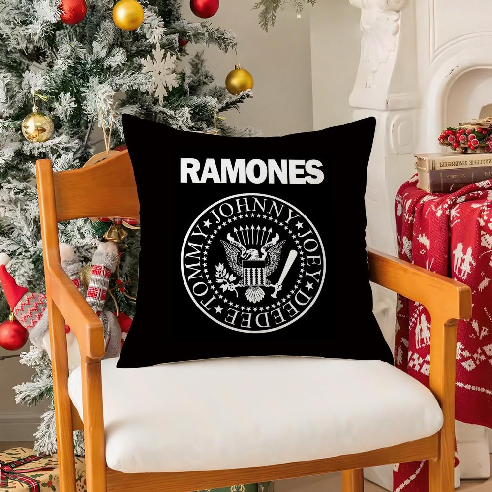 Punk Home Decor R-Ramones Pillow Case Silky Short Plush With Invisible Zipper Dustproof Sofa Cushion Cover For Home Decor