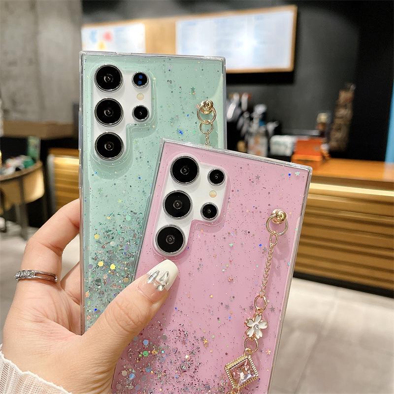 Luxury Diamond Bracelet Goddess Model Case for Apple 15ProMax & 8P Mobile Phone with Anti-Fall Protection.