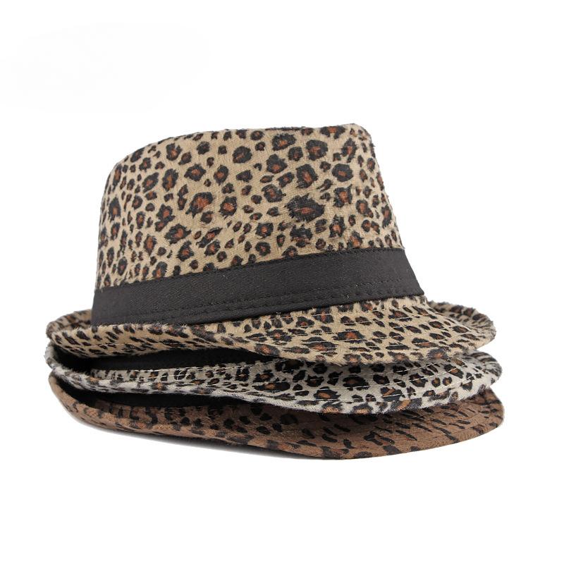 Autumn Winter Women's Fashion Top Hat Sexy Fashion Jazz Hat British Retro Gentleman Hat Men Leopard Animal Fedoras Top Party Hat