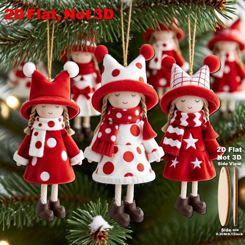 16Pcs Christmas Doll Decorations Classic Red White Winter Themed Ornaments for Xmas Tree Party Home Office Decor