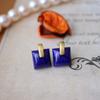 Design Style Blue Square Light Luxury Stud Earrings  Inlaid Lapis Lazuli Square Retro Geometric Earings For Women Jewelry