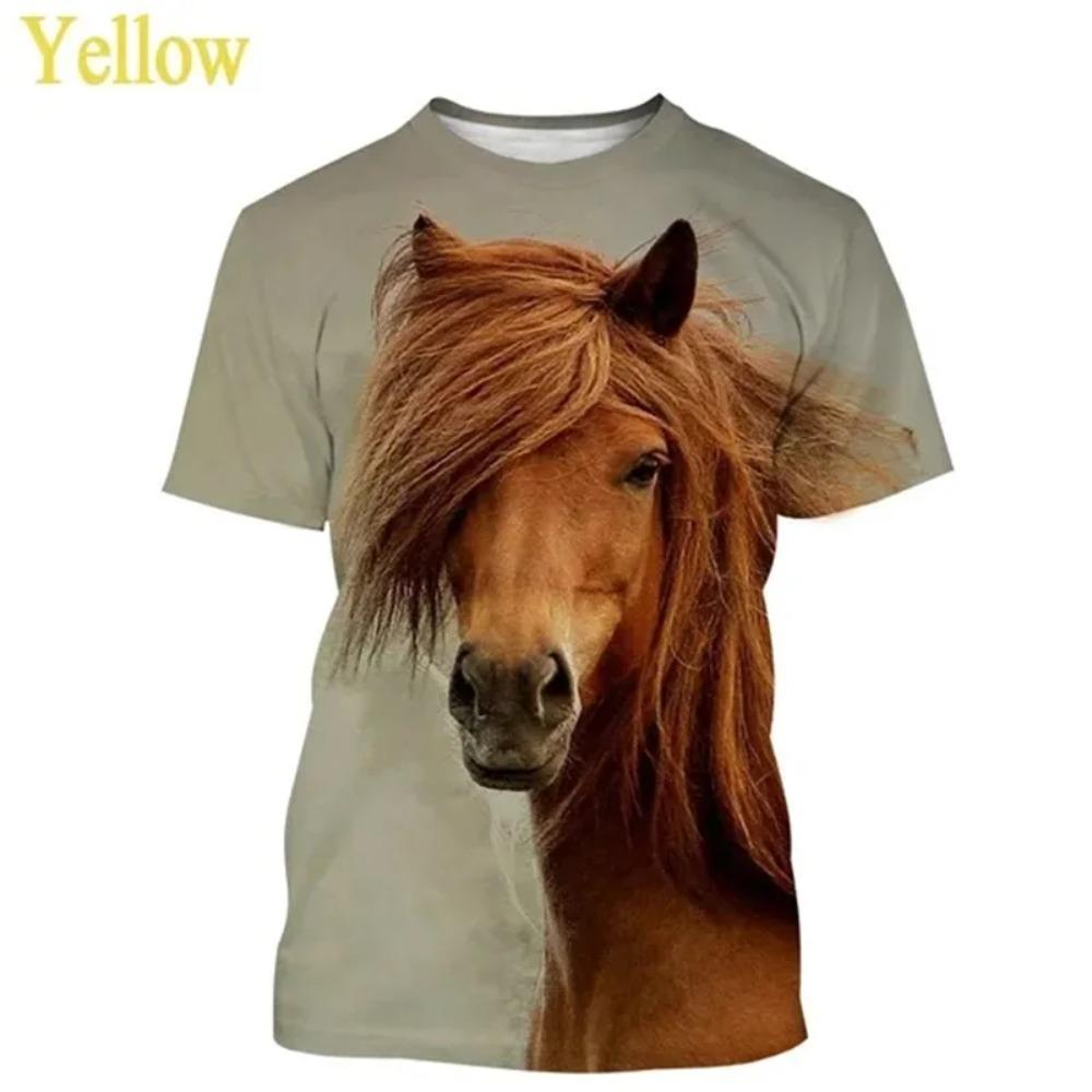3D Print Animal Horse Graphic T-shirt For Men Women Casual Personality Mens Short Sleeve Tee Tops Streetwear Kids Animal Tshirts