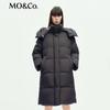 MO&Co. Women's Long Goose Down Jacket with Detachable Hood