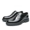 Men's Shoes Large Size New Business Dress Shoes Fashion British Style Men's Glossy Leather Shoes Trend Platform Wedding Shoes