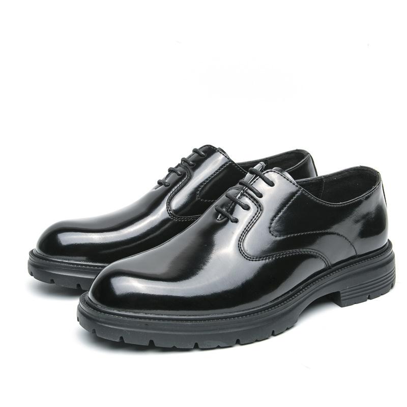 Men's Shoes Large Size New Business Dress Shoes Fashion British Style Men's Glossy Leather Shoes Trend Platform Wedding Shoes
