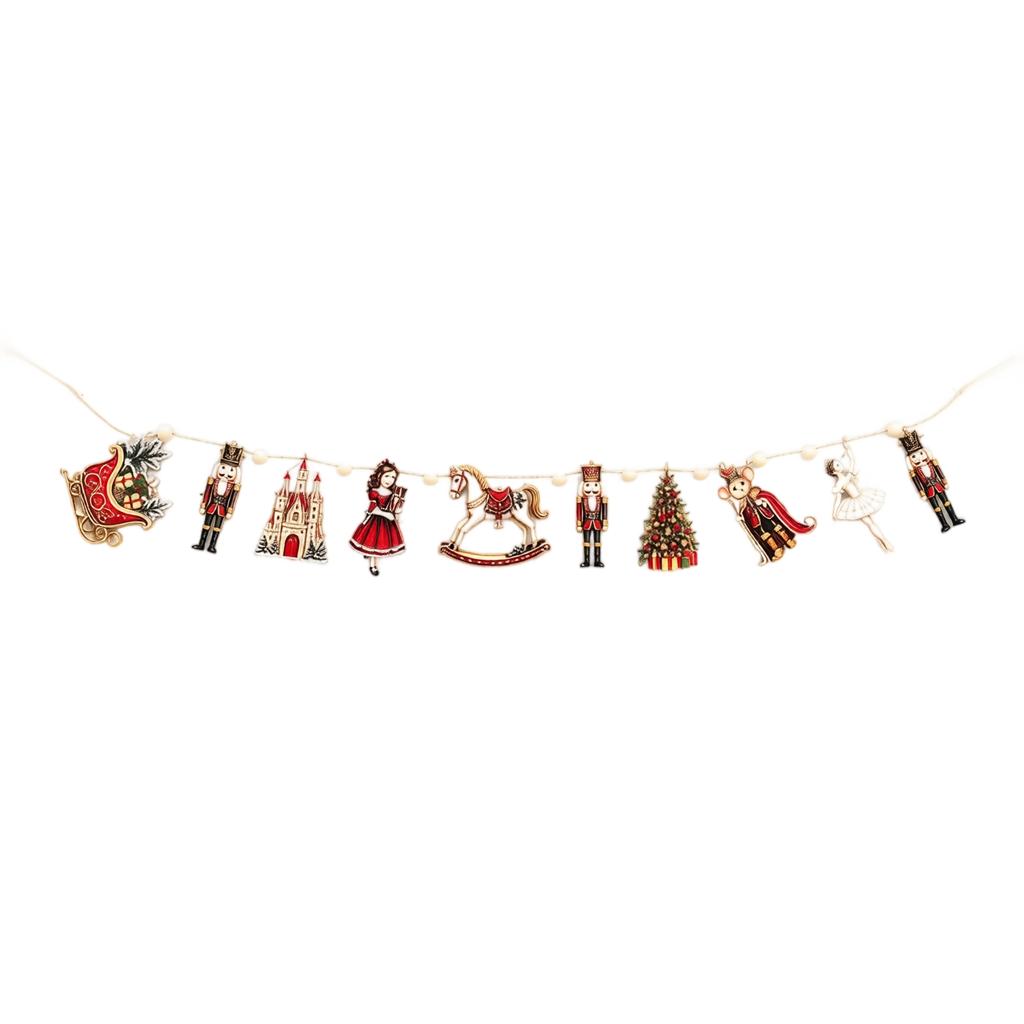 2D Flat Christmas Vintage Wooden, Fireplace Wall Hanging Decoration for Christmas Tree Party, Wood Ornament