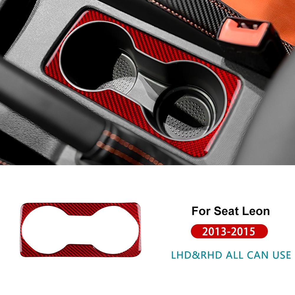 Real Soft Carbon Fiber Sticker For Seat Leon 2013 2014 2015 LHD RHD Car Gear Cup Holder Frame Trim Interior Accessories.