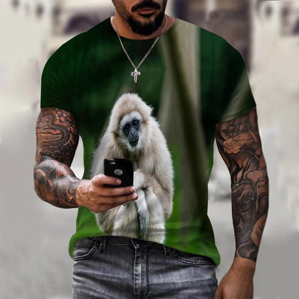 

Мужская футболка с коротким рукавом и круглым вырезом с принтом животных - Дышащая, Стильная и Модная 6XL