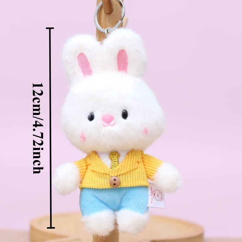 1/4PCS Rabbit Stuffed Animals for Girls Boys Adults Mini Animals Plush Toys Key Chains Cute Bunny Plushies with Coat Clothes