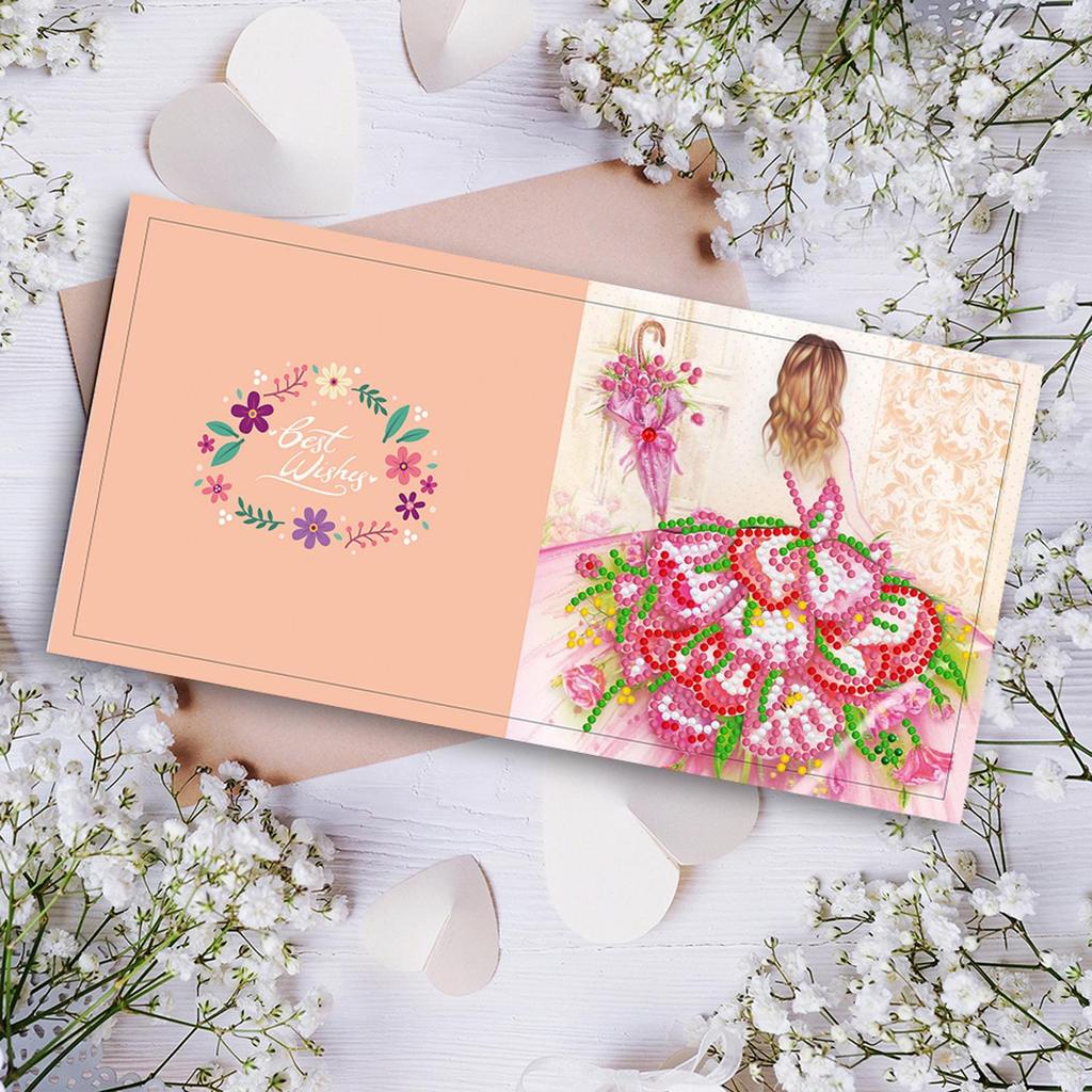 12pcs Diamond Paper Cards Christmas Embroidery Kit 5D DIY Diamond Painting Christmas Postcards Handmade for Birthday Festival