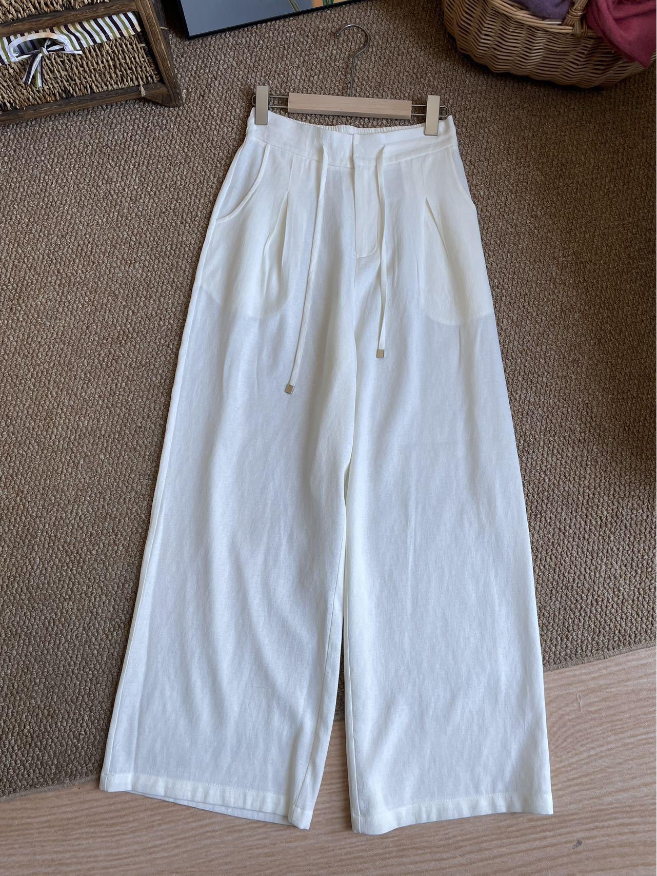 2026 Spring/Summer Women s Linen Drawstring Wide-Leg Pants: Versatile, Luxurious, High-End Comfort S