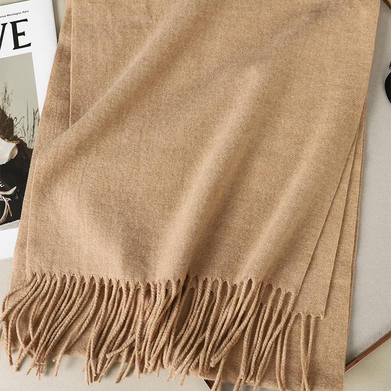 Kaffee Schal für Damen Lange Warme Kaschmirschals Winter Hijab Einfarbig Damen Stola Wickel Weiblich Pashmina Bandana Kopftücher