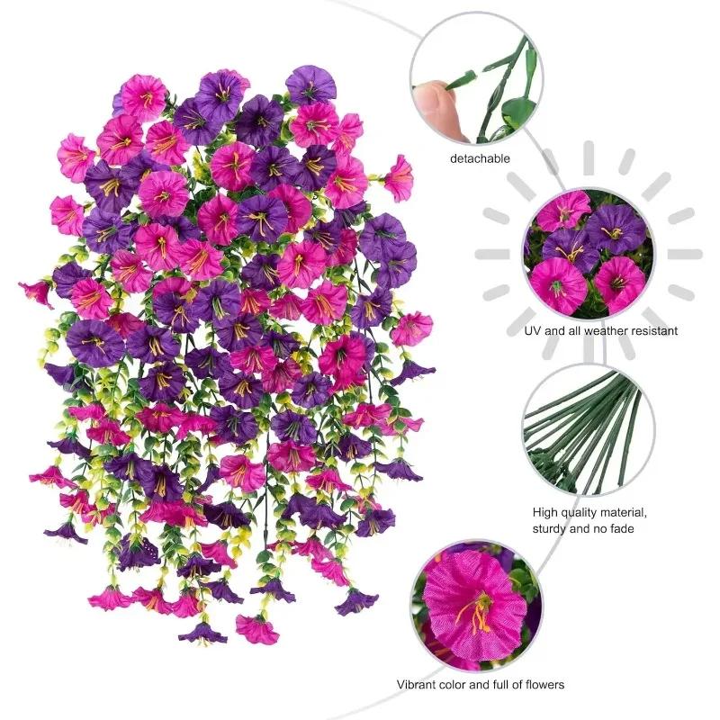 UV-Resistant Artificial Morning Glory Eucalyptus Hanging Decor Perfect for Home Garden Weddings Versatile Outdoor Holiday Decora