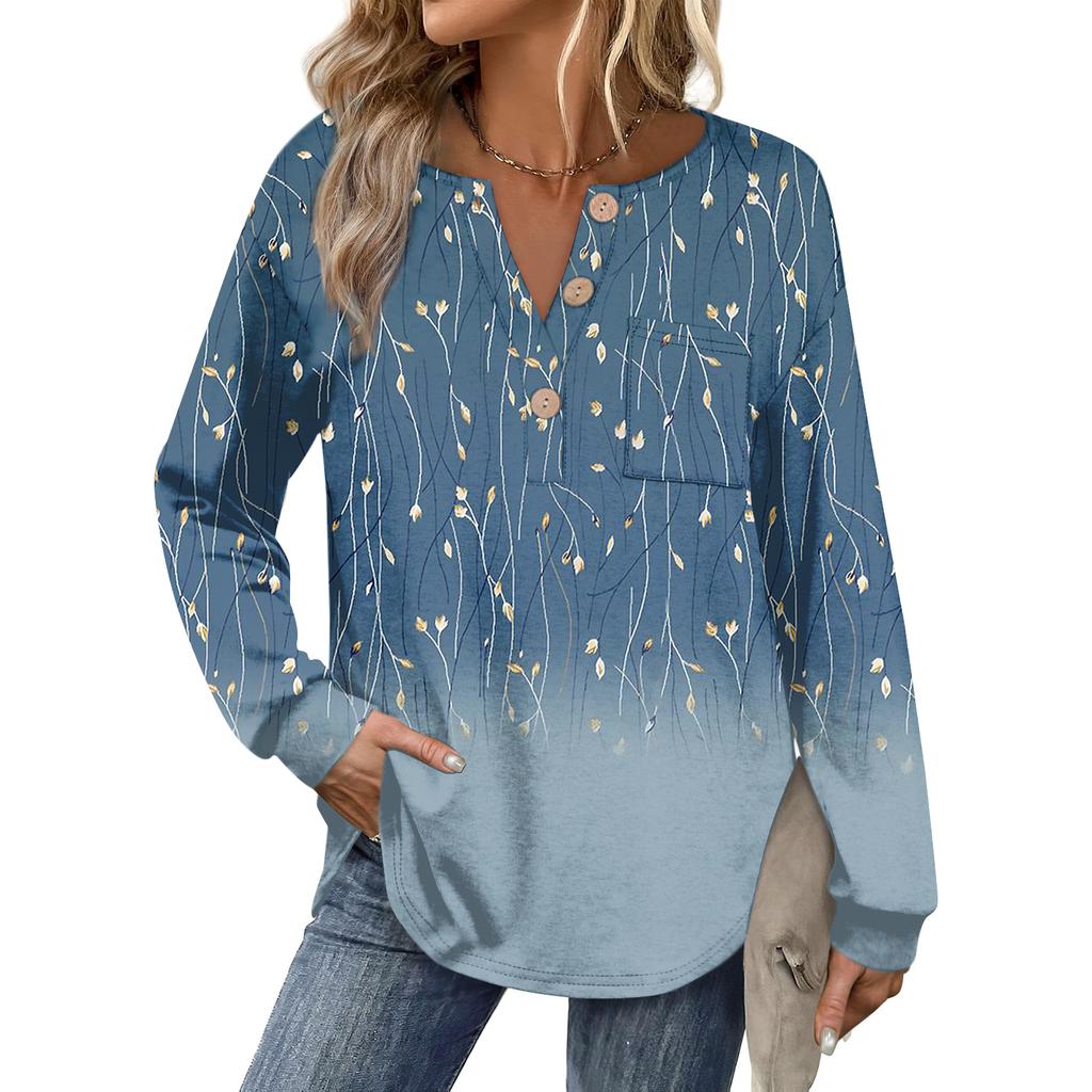 Women's Retro Printed Fashionable Long-sleeved Top