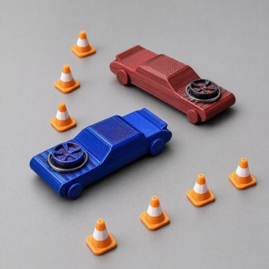 1/2 ks Kapsesní driftovací auto Fidget hračka se 3/6 mini kužely, 2v1 Fidget spinner a driftovací vozidlo, Hračka na stůl pro úlevu od stresu pro dospělé, Dárek pro auto