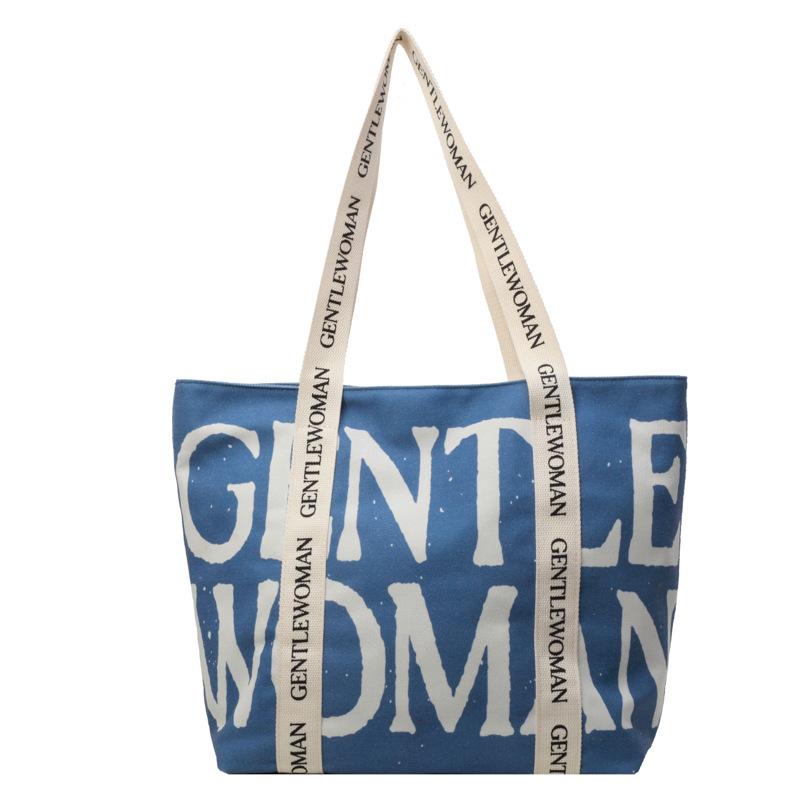 2025 Fashion Canvas Bag Lazy Wind Japanese Large Capacity Student Canvas Bag Alphabet Strap Handbag Tote Bag