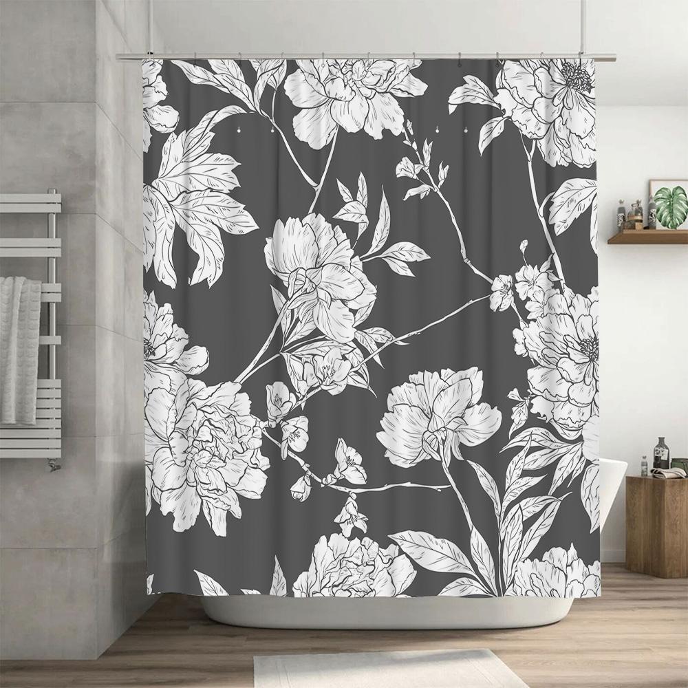 Hand-Painted Flowers Shower Curtain Waterproof Bathroom Decor Set Liner Window Cloth Home Textile Kitchen Washroom 3D Flower Pri