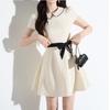 Doll Collar Sweet Apricot Polka Dot Dress Women's Summer Small Fragrant Wind French Pinched Waist Miu Small Foreign Dress A-word Skirt