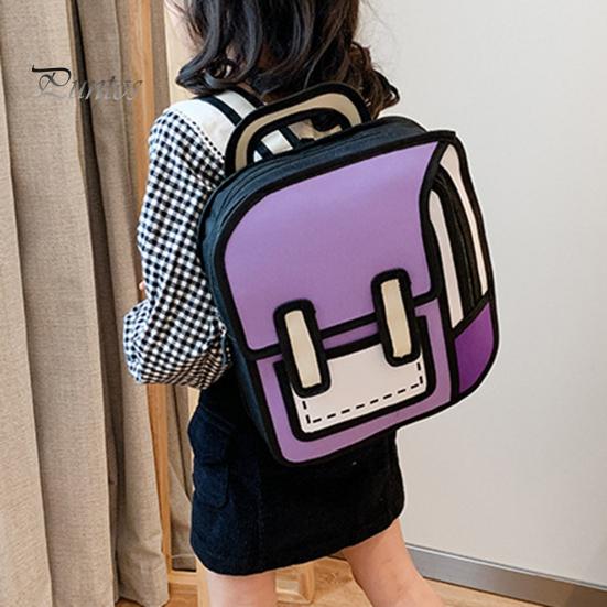 Teenager Backpack Student Cute Cartoon Large Capacity Waterproof Adjustable Strap Smooth Zipper Book School Bag Storage Unisex 2D Drawing Girls