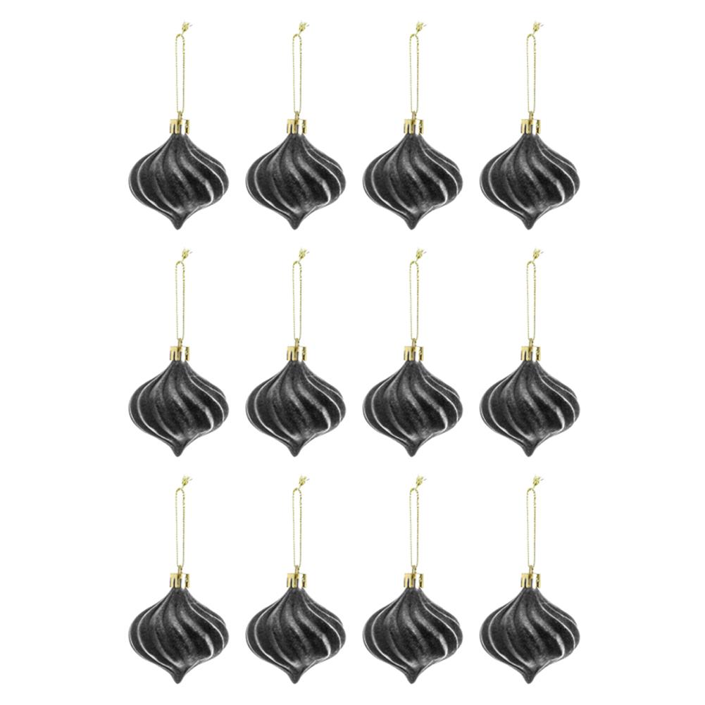 

Набор из 12 очаровательных плюшевых елочных игрушек в форме луковицы 4 цветов. Праздничные декоративные украшения. Декор для рождественской елки. серый