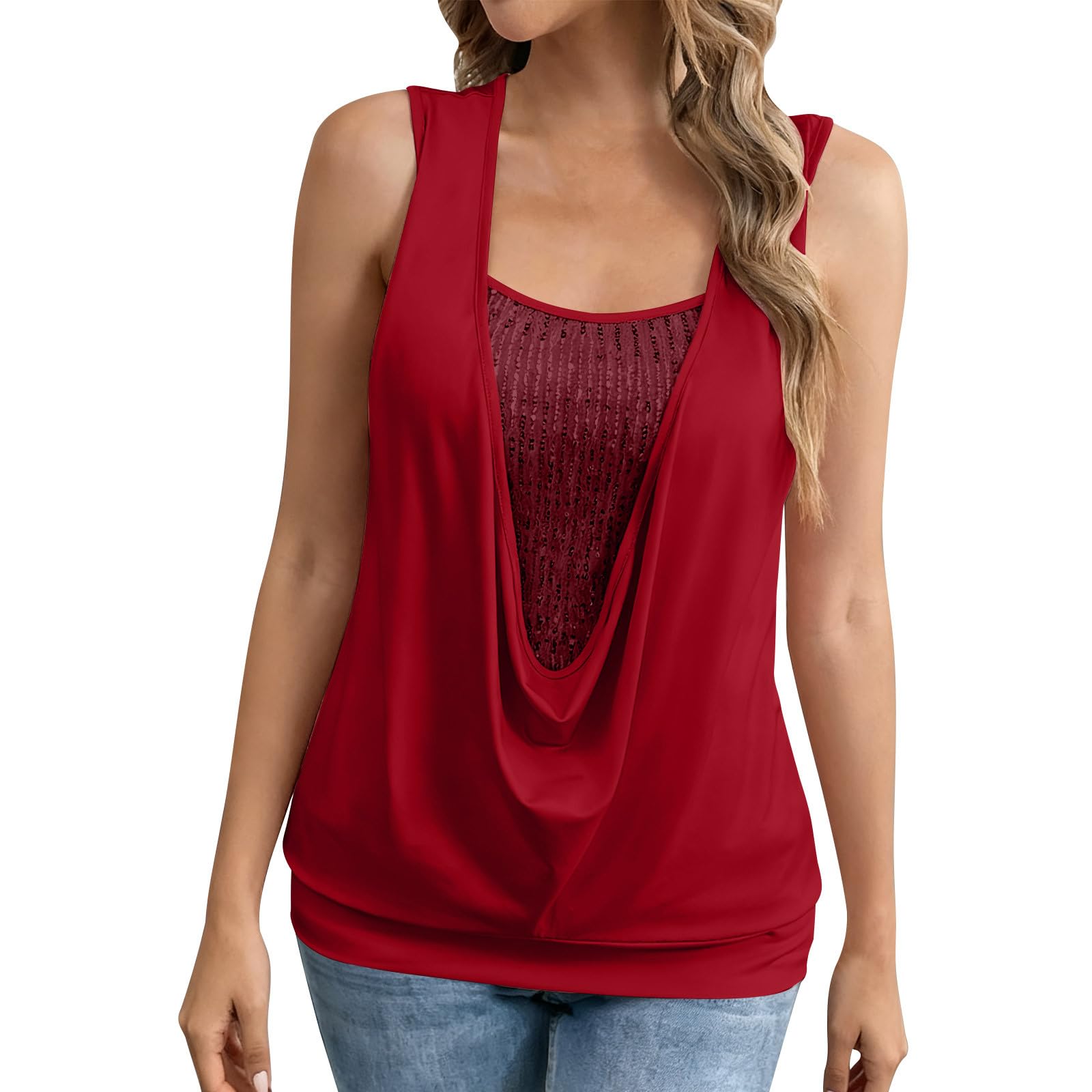 

Women s Solid Color Casual Fashion Sleeveless Vest Pullover Top L