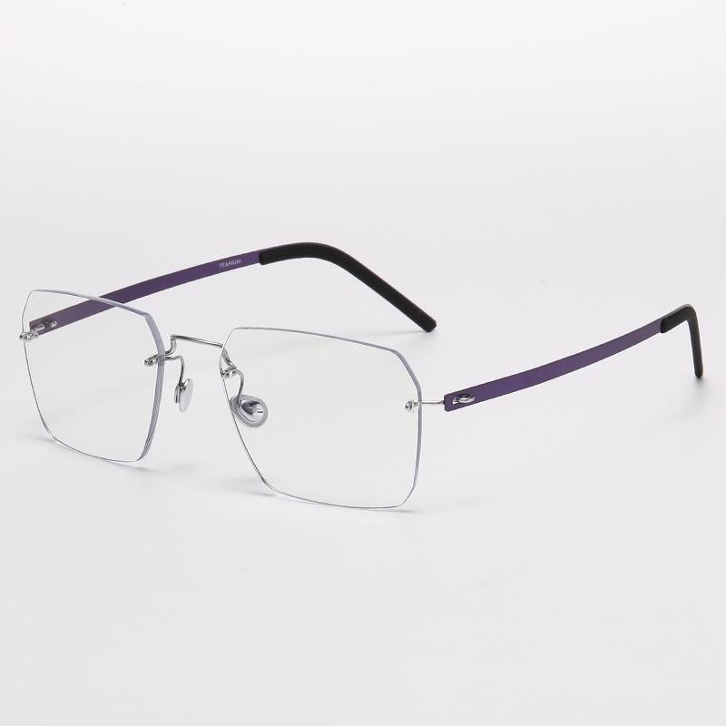 Men's Titanium Rimless Blue Light Blocking Glasses for Office and Business Use - Lightweight, Luxury, Fits Myopia Lenses, Unisex