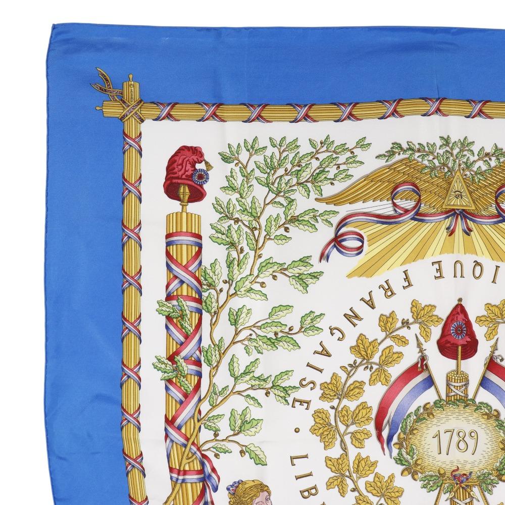 Hermes Carree90 Scarf Blue Silk Women Used