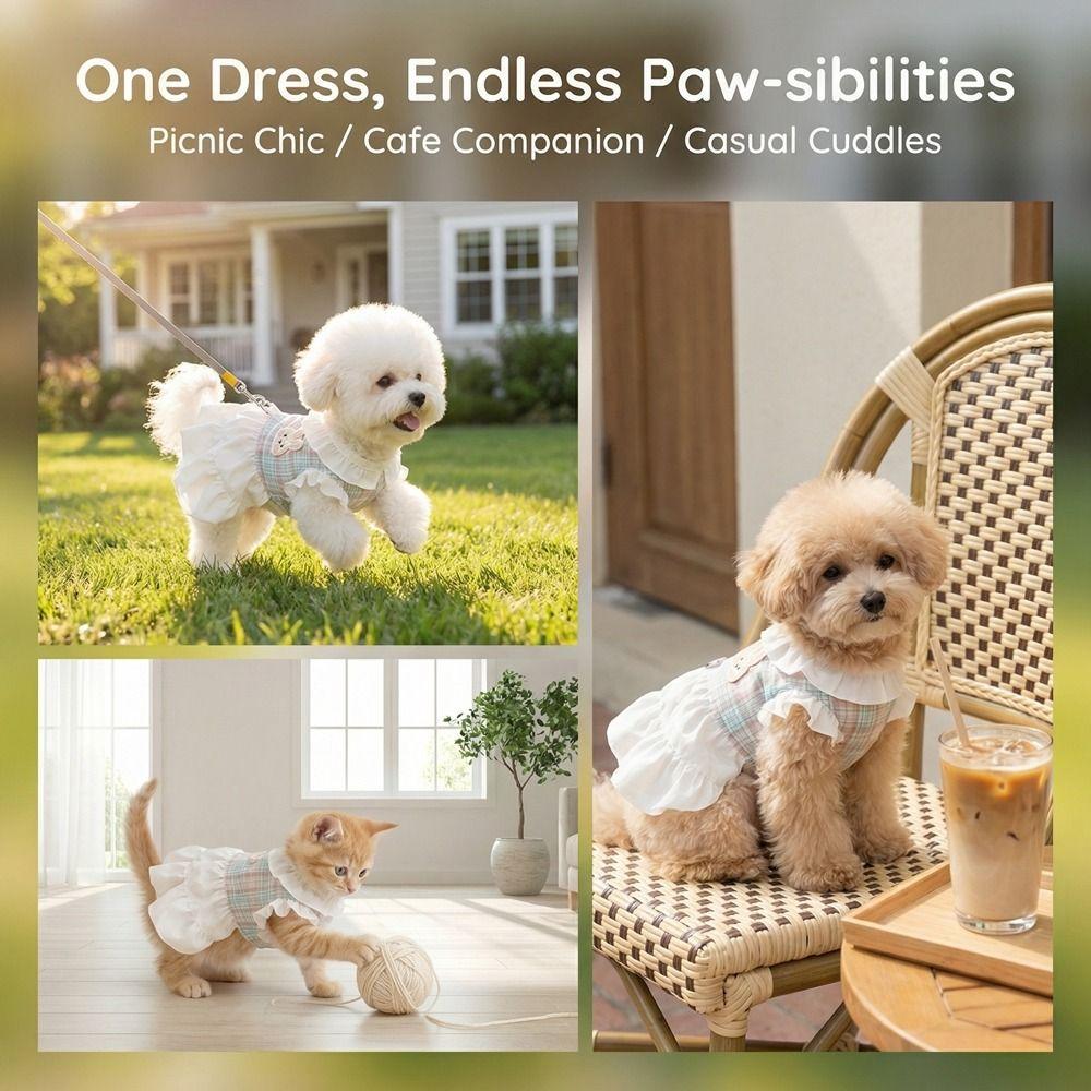 Comfortable Plaid Pet Dress Fashion Dog Vest Dress Adorable Pet Clothes  For Dogs Cats