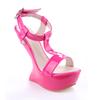 Fashion Strange Style Heel Women Novelty Shoes Metallic Leather Fashion High Heels Slingback T-Tied Mixed Color Summer Sandals
