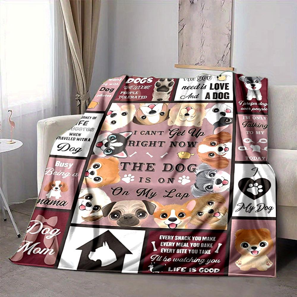 1PC Dog Quotes Print Blanket, Soft Throw Blanket - Warm & Cozy for Couch, Bed, Office, and Travel Yy250912165