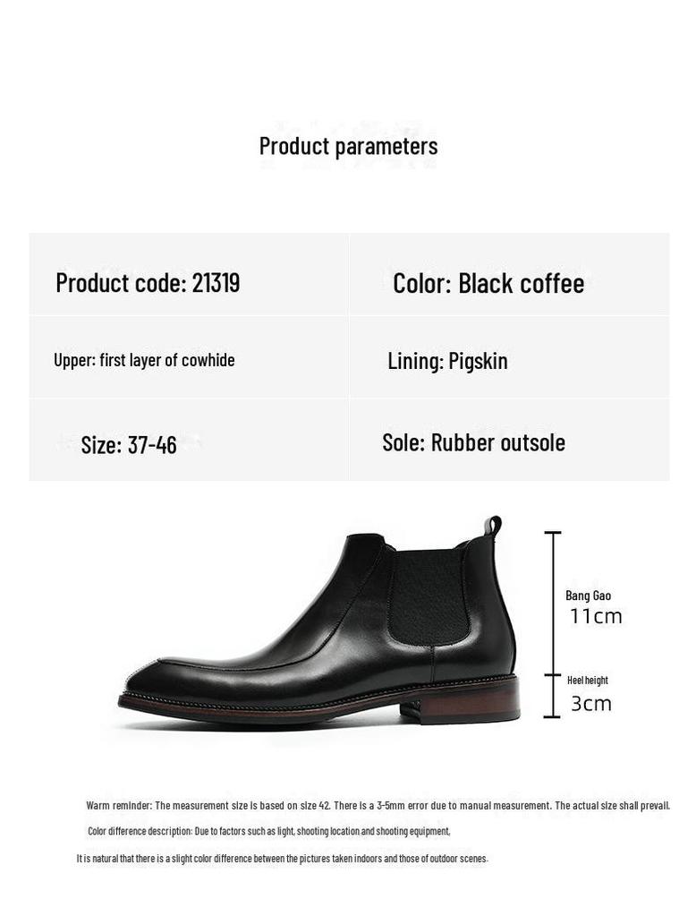 [VIP Exclusive] Men's Black Genuine Leather Martin Boots - Pointed Toe, British Style, Business Casual, High Top Winter Boots