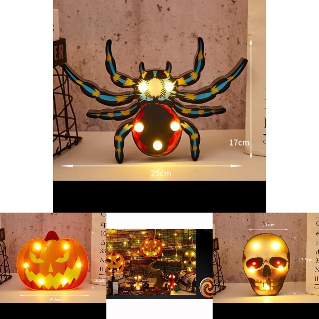 Charming Halloween Decoration Led Lights Lantern Featuring Adorable Bat Skull Spider Pumpkin Styles