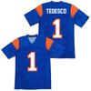 Tedesco 1 Trikot Blue Mountain State Fußball T-Shirt V-Ausschnitt Sommer Weiches T-Shirt Lässiger Aufdruck Merchandise Streetwear