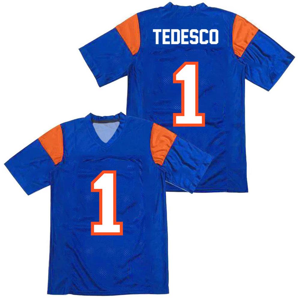 Tedesco 1 Trikot Blue Mountain State Fußball T-Shirt V-Ausschnitt Sommer Weiches T-Shirt Lässiger Aufdruck Merchandise Streetwear