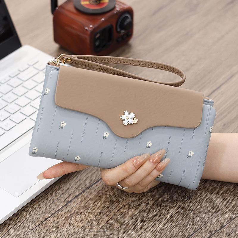 Women Wallets Floral Fresh Style Multi-Card Clutch, Long Wallet, Card Holder, Leather Clip, Coin Purse