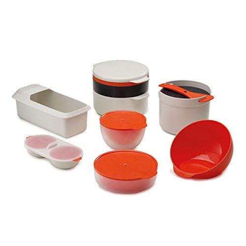 Joseph Joseph Microwave Stackable Cooking Set, Stone/Orange, M-Cuisine Plastic, 45001, 4-Piece Set [Authentic]