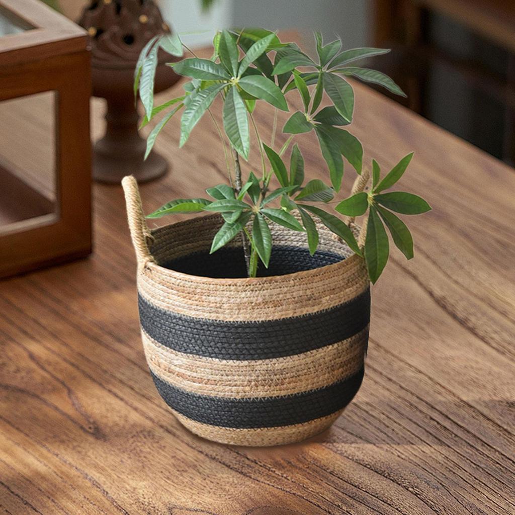 Woven Plant Basket Decorative Flower Pot Shopping Home Decor Planter Container Storage