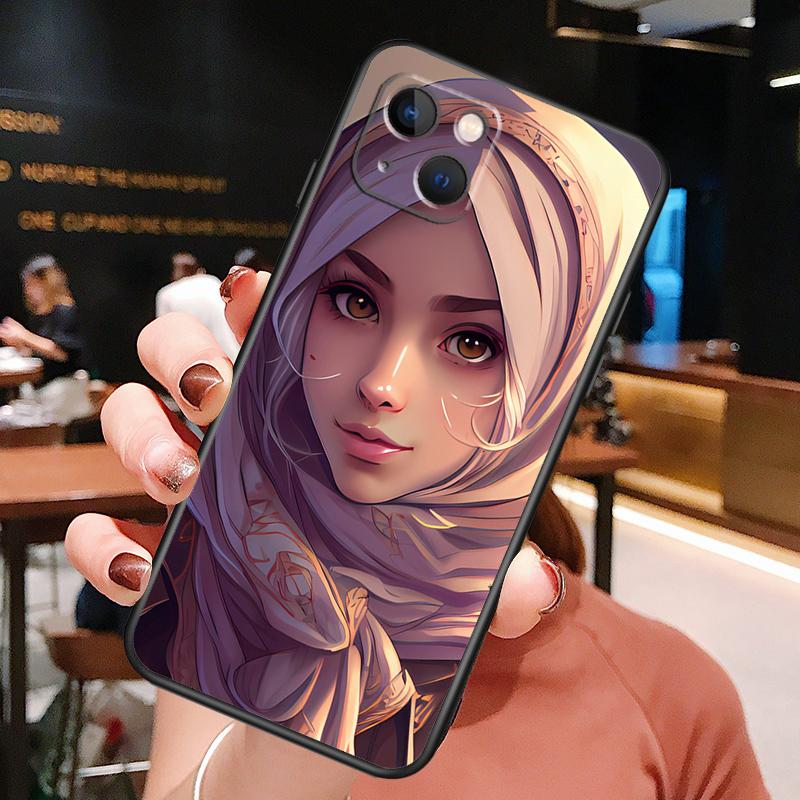 

Muslim Arabic Hijab Girl Phone Case For iPhone 16 Pro Max 15 14 13 11 12 Pro Max Plus 12 13 Mini XR 16e Funda Cover iPhone 14 Pro