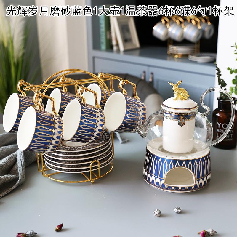 Ceramic Afternoon Tea Flower And Fruit Teacup Tea Set Household Flower Teapot Set Fruit Glass Pot With Filter Candle Heating