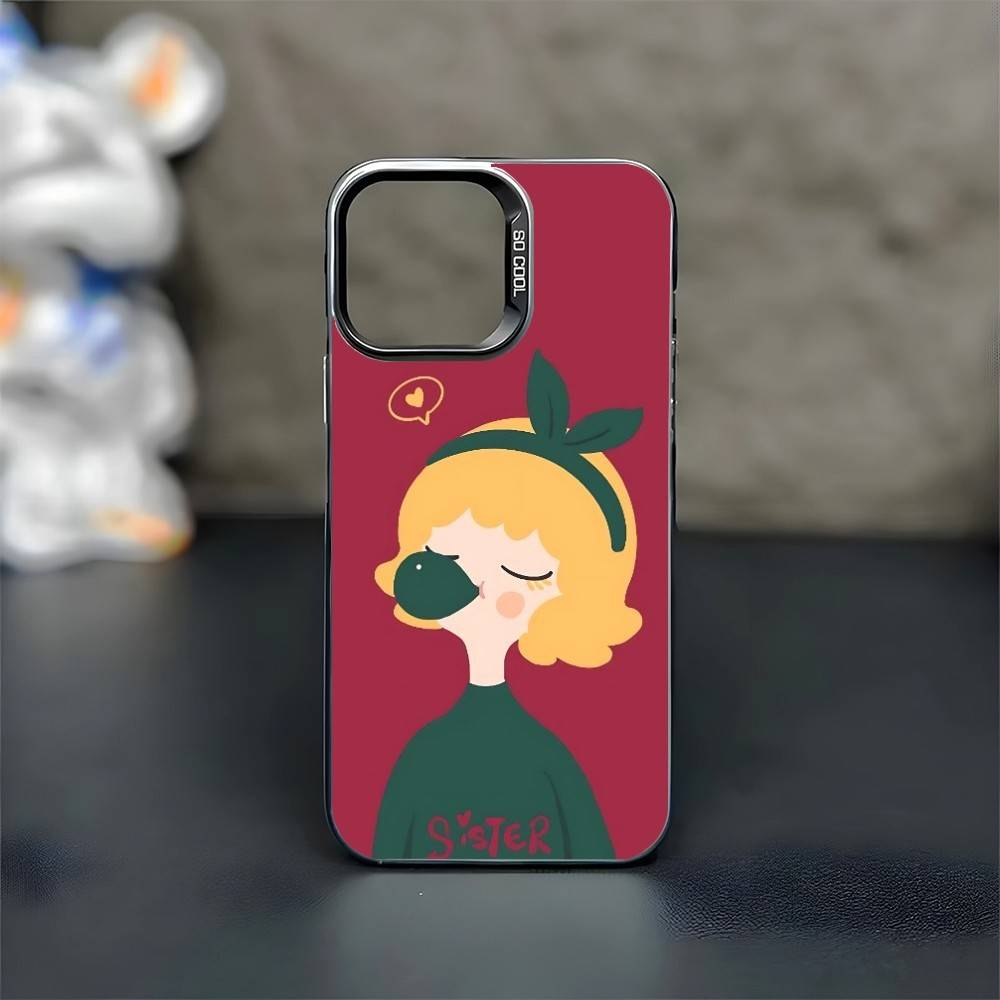 Sweet girl Phone Case For iPhone17,16,15,14,13,12,11 Plus,Pro Max Black Matte Shockproof Cover