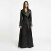 Party Wear Trench Coat Stylish Black Fit Real Lambskin Leather Women's Handmade