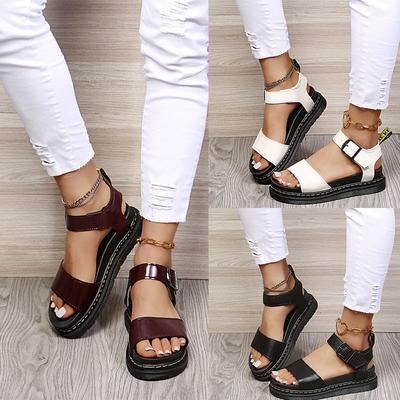 Sommer grenzüberschreitende große Damenschuhe, dicke Sohlen, einfarbige Muffin-Sandalen mit weichen Sohlen, Strandfreizeit