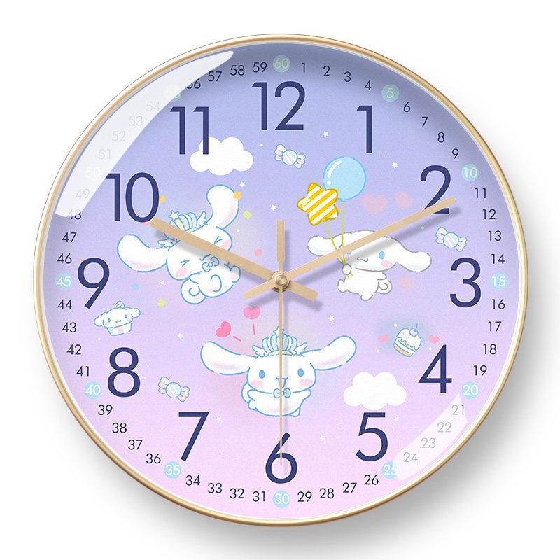 

Cinnamoroll Cartoon Silent Wall Clock with Automatic Time Setting for Kids Rooms 8-inch