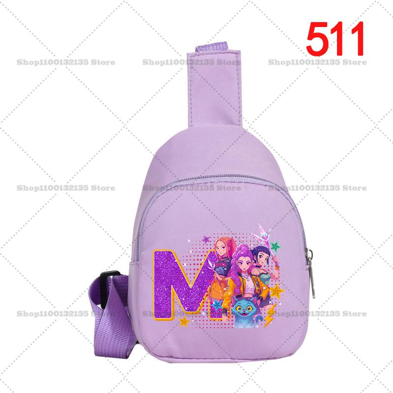 YIRAN Jewelry KPop Demon Hunters Borsttas voor Meisjes Anime Cartoon 26letters stof Schoudertas Studenten Mini Draagbare Crossbody Tas Duurzame Cadeaus gray