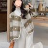 High-End Coco Style Plaid Wool Coat - Women's Short Double-Breasted Jacket, British Round Neck for Autumn & Winter 2025.