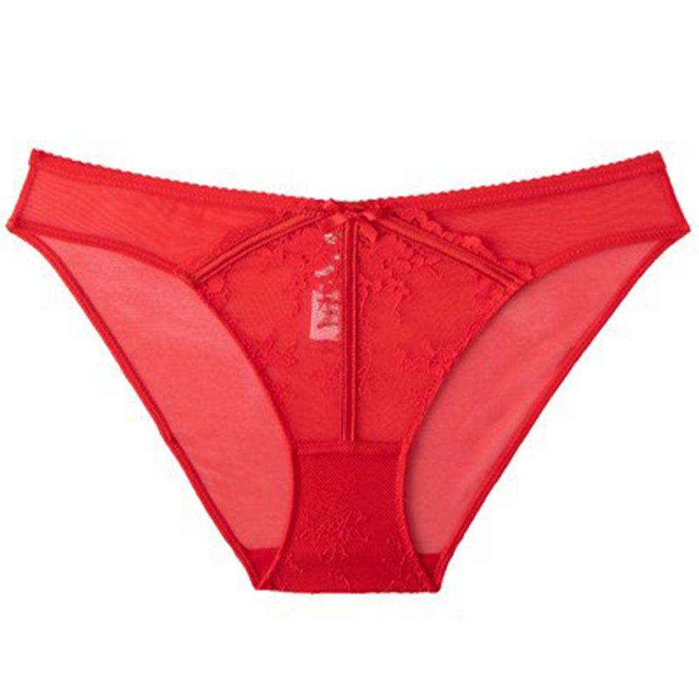 Wholesale French sexy panties ultra-thin hollow mesh lace panties women's bow mid-rise briefs