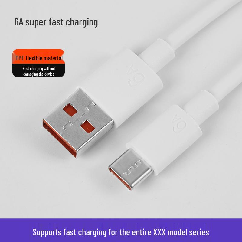 120W Zinc Alloy Silicone 6A Fast Charging Data Cable with Light
