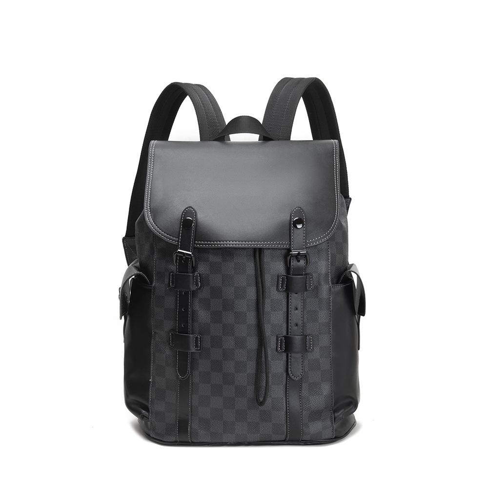 "2024 Trendy pledd klassisk ryggsekk for menn - stor kapasitet, allsidig og uformell"