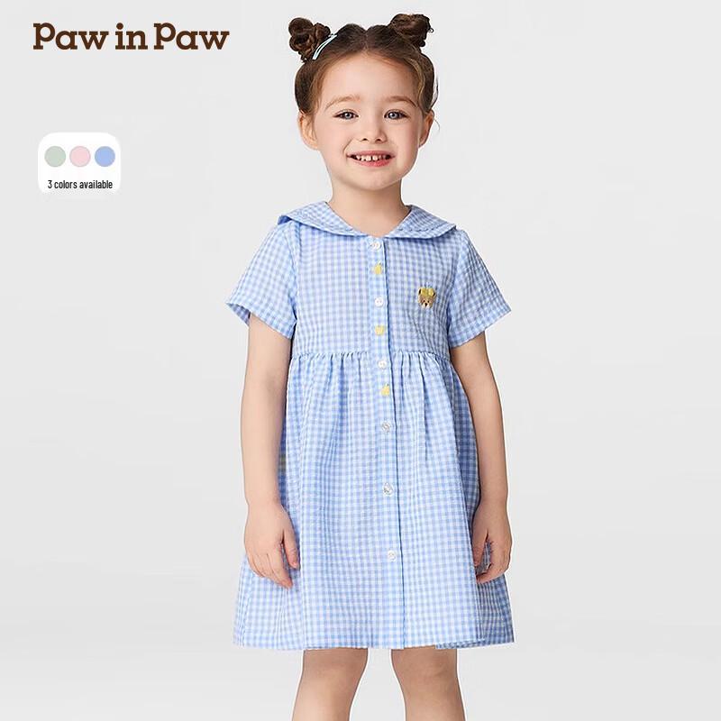 PawinPaw Girls  Plaid Ruffle Collar Dress 110